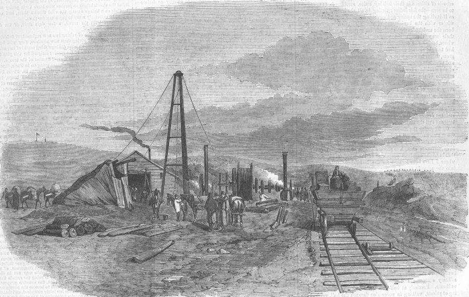 UKRAINE. Railway, Balaklava near Gen Verey's camp, antique print, 1855