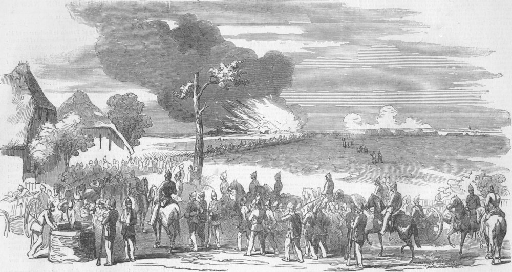 Associate Product GERMANY. Burning of The Lesser Camp, at Kochendorf, antique print, 1850