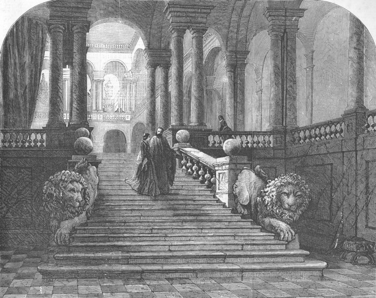 Associate Product ITALY. Palazzo in the Strada Balbi, Genoa, antique print, 1858