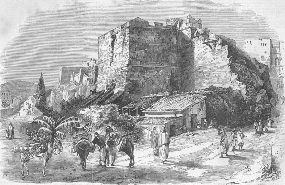 Associate Product ALGERIA. French Rule, Algeria. Wall of Algiers, antique print, 1858