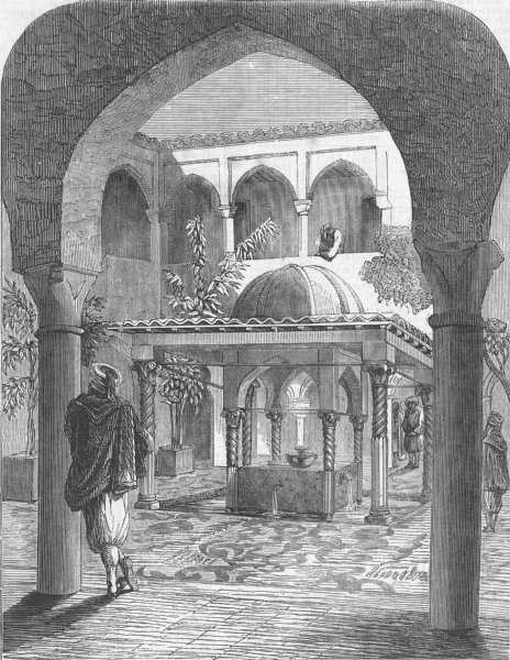 Associate Product ALGERIA. Fountain, Ct of Barracks of Janissaries, antique print, 1858