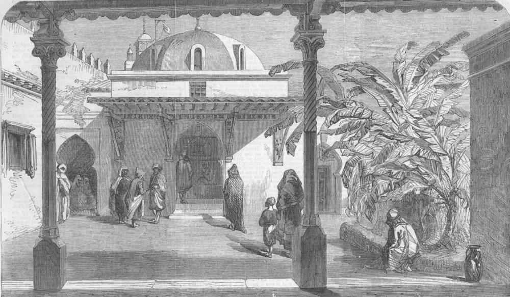 Associate Product ALGERIA. Court of Maleki Cadi, Algiers, antique print, 1858