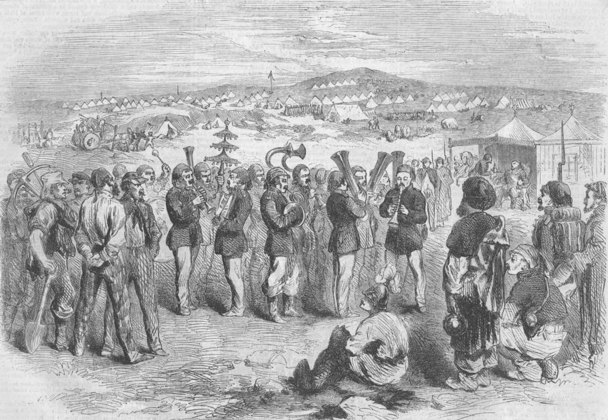 Associate Product UKRAINE. Crimean War. Band, Turkish Tent, Yenikale, antique print, 1855