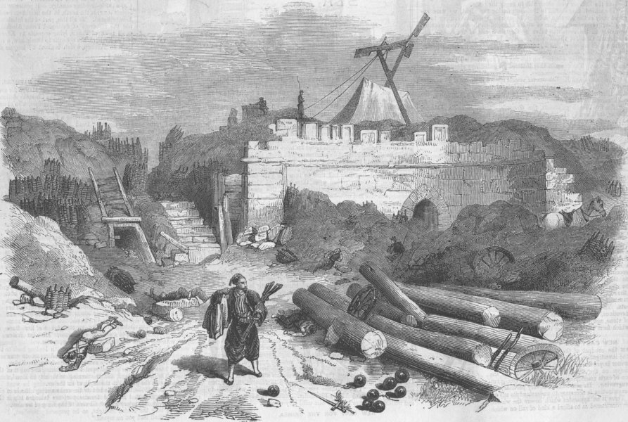 Associate Product UKRAINE. French Telegraph, White Tower of Malakhov, antique print, 1855