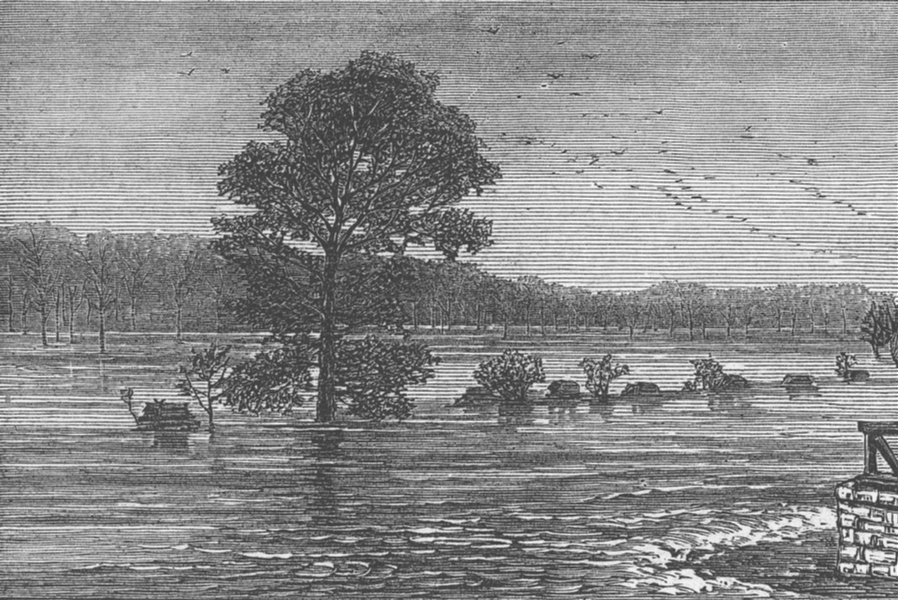 Associate Product TENNESSEE. Floods. Cumberland River, from Rail Bridge, antique print, 1874