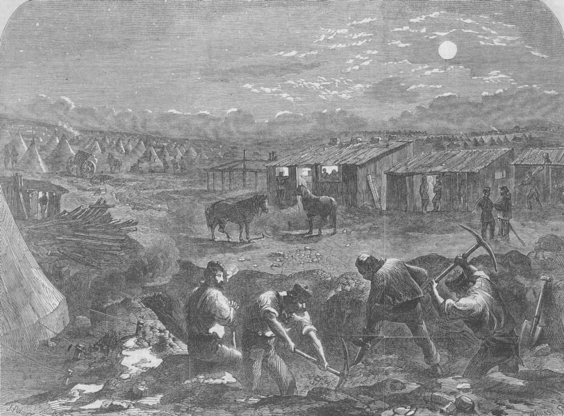 Associate Product UKRAINE. Digging out houses by moonlight, Crimea, antique print, 1856