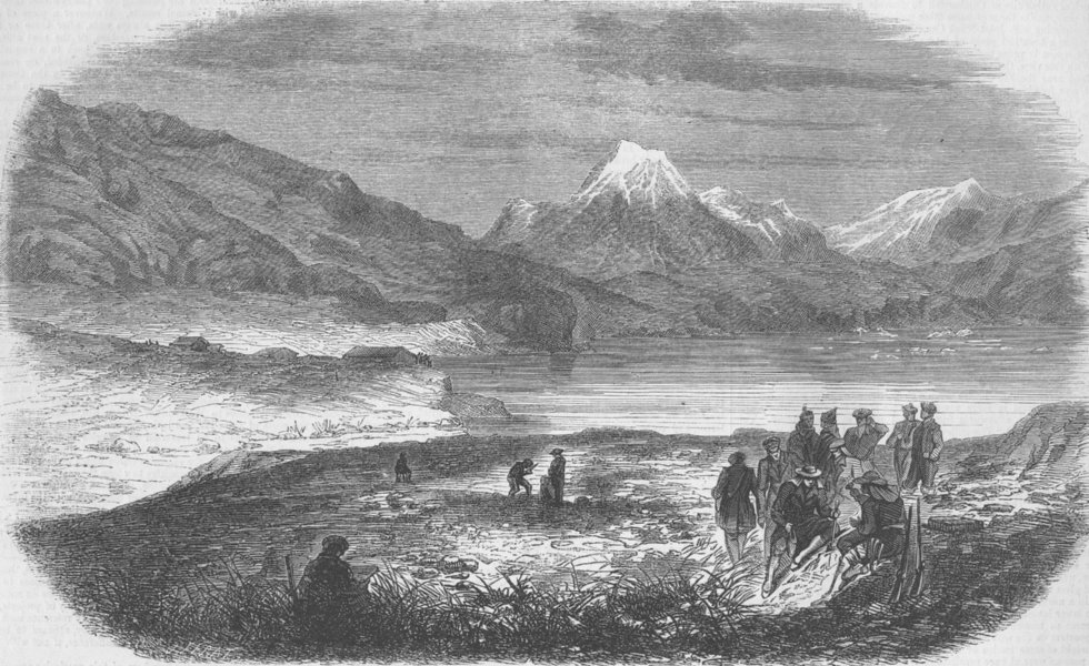 GREENLAND. Digging for Cryolite, Evigtok, antique print, 1856