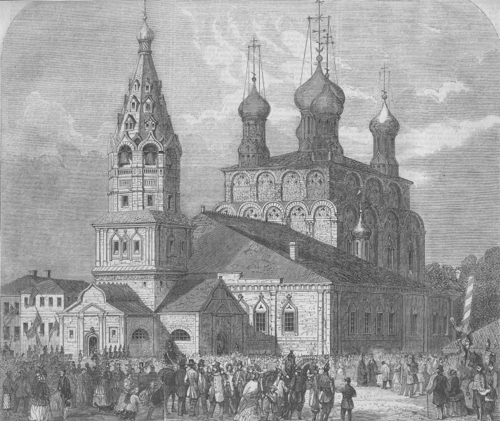 Associate Product RUSSIA. Cathedral of assumption, Moscow, antique print, 1856