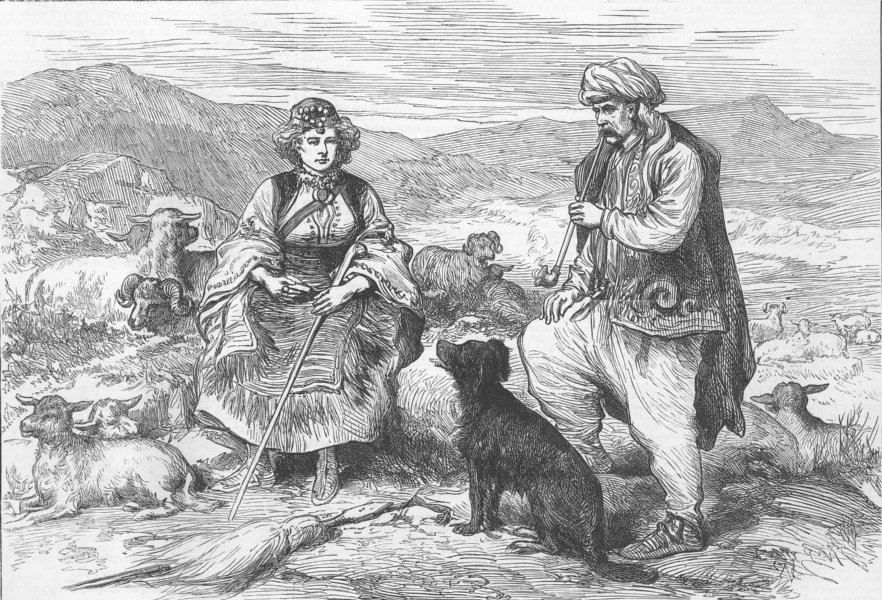 Associate Product CROATIA. A Dalmatian Shepherdess, antique print, 1875