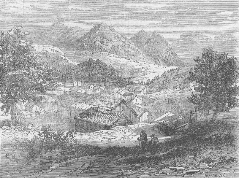 NEVADA. Washoe. Gold Hill, Mount Davidson & Ophir Rd, antique print, 1862