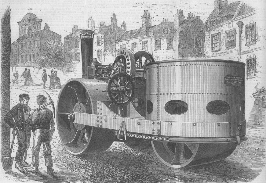 LANCS. Steam-roller for Liverpool, antique print, 1867