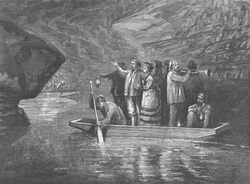 Associate Product MAMMOTH CAVE OF KENTUCKY. Crossing the River Styx, antique print, 1876