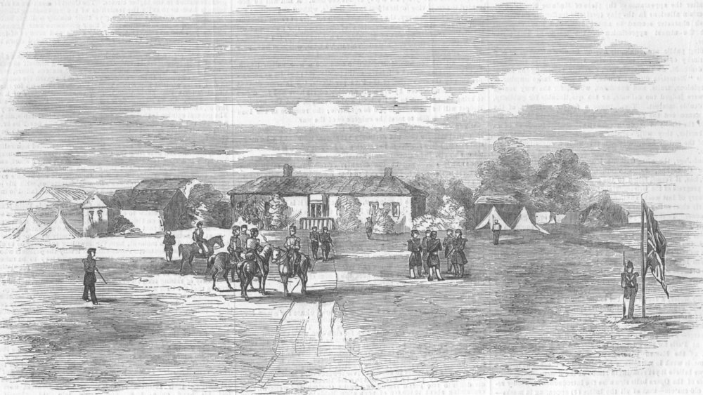Associate Product UKRAINE. Battle of Balaklava. HQ Lord Raglan, antique print, 1854
