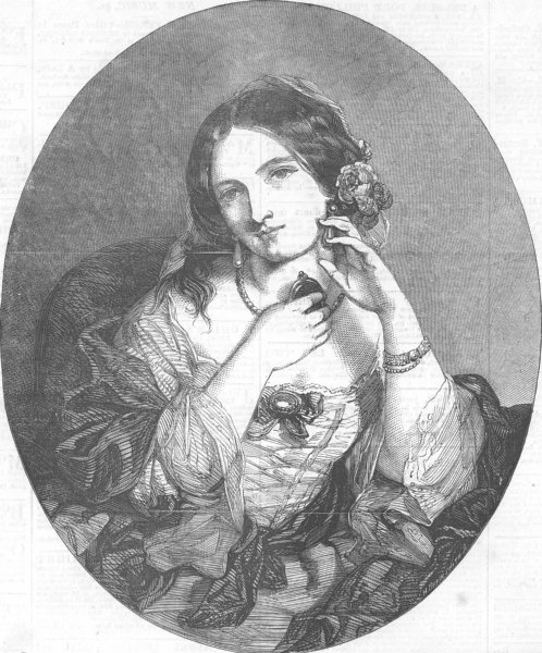 Associate Product PRETTY LADIES. Society of British Artists. La Pensee, antique print, 1854
