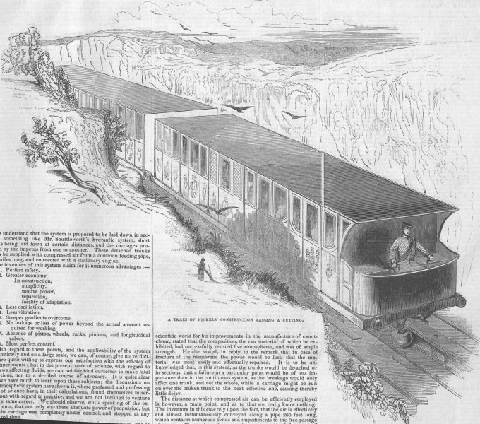 Associate Product RAILWAYS. Nickels train passing cutting, antique print, 1846