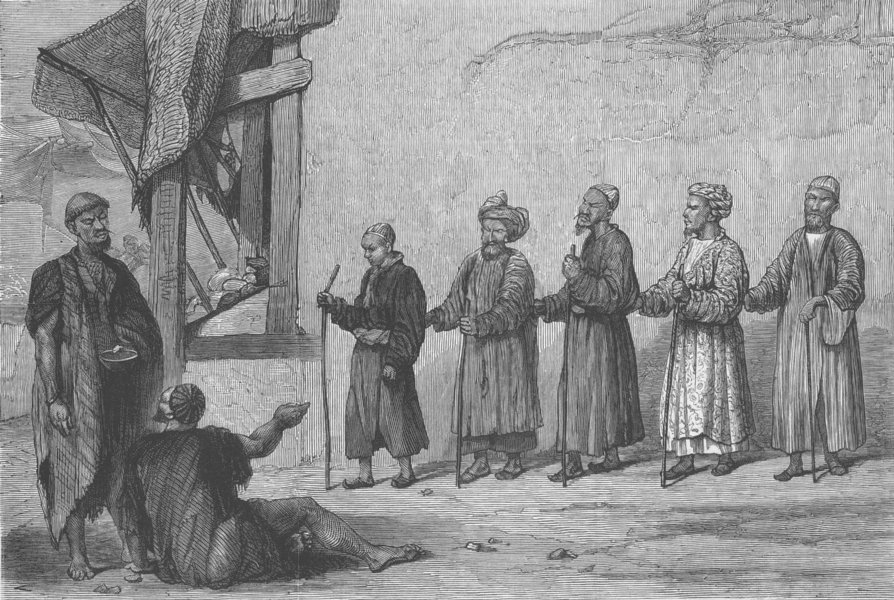 Associate Product AFGHANISTAN. Kabul. kuttar-string of blind beggars, antique print, 1879