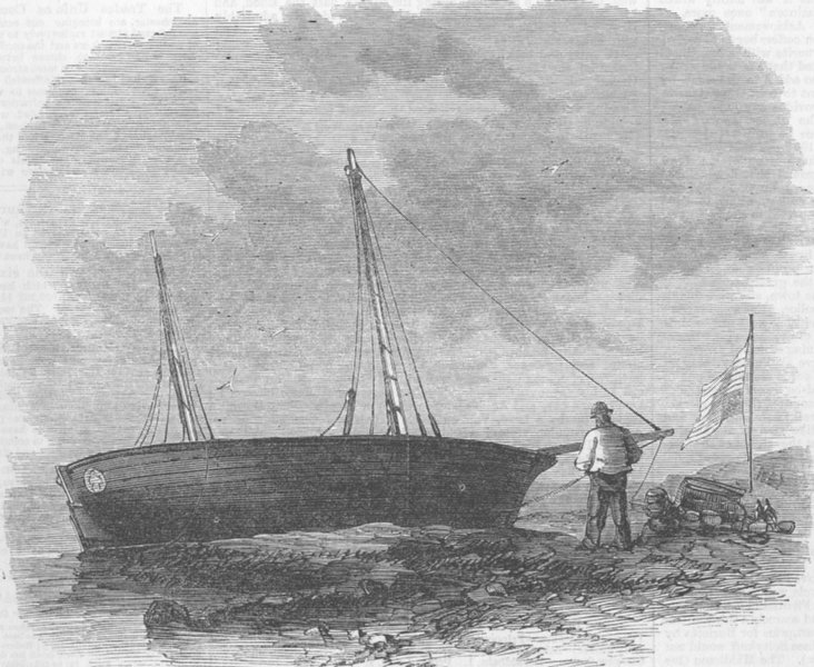 SHIPS. Boat John Ford, which crossed Atlantic, antique print, 1867