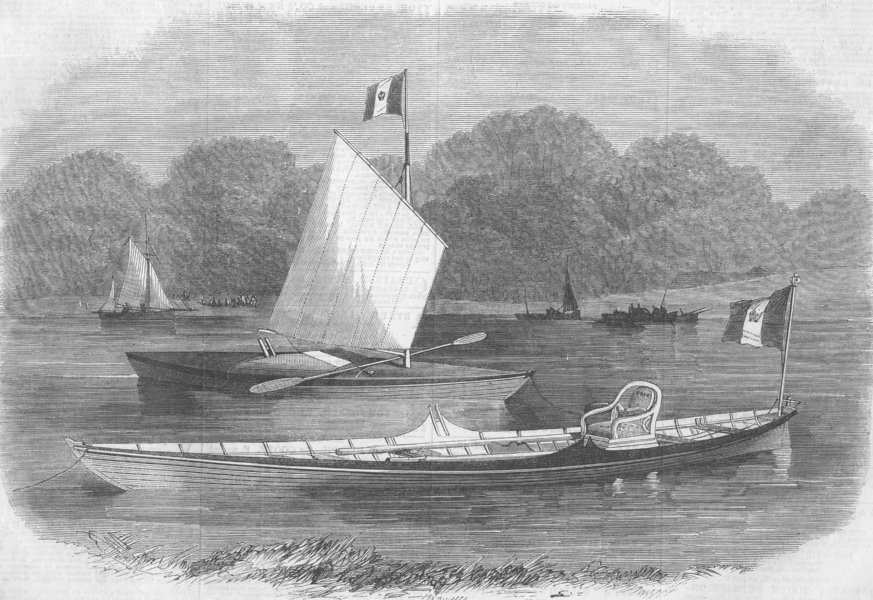 Associate Product ROYALTY. Skiff & Canoe for Empress of French, antique print, 1867