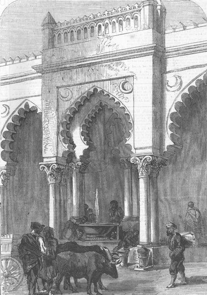 Associate Product ALGERIA. Fountain, Mosque of Djami el Kebir, Algiers, antique print, 1858