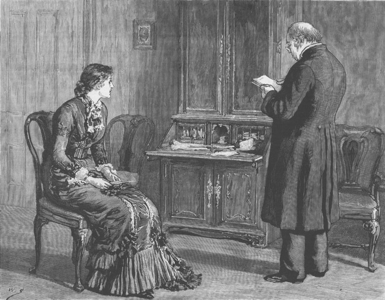 Associate Product SOCIETY. Gentleman & lady bitching about Frances, antique print, 1882
