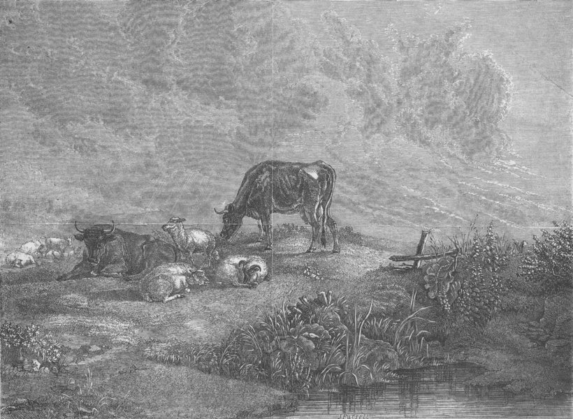 Associate Product LANDSCAPES. Cattle returning from Meadows, antique print, 1849