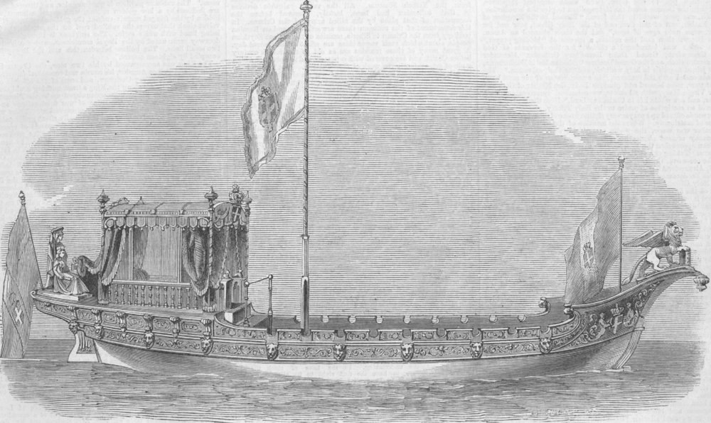 Associate Product ITALY. State barge used by Italian King, Venice, antique print, 1866