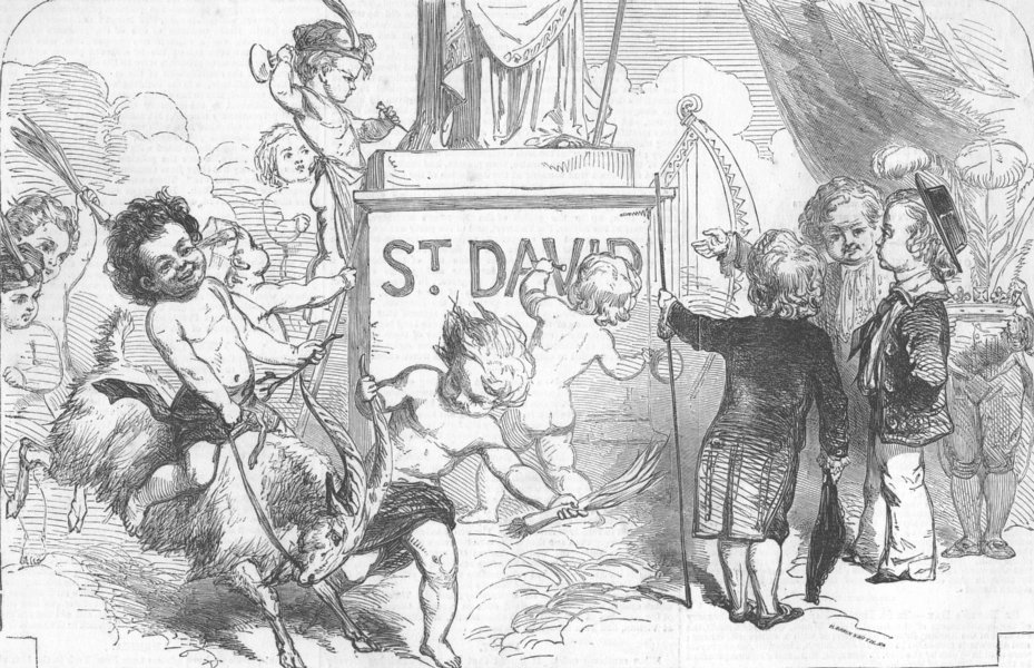 Associate Product WALES. Saint David's Day(March 1), antique print, 1853