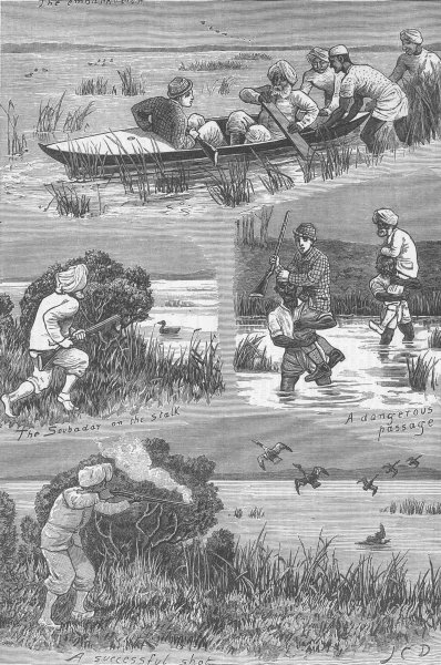 AFGHANISTAN. With Mumbai division-duck-shooting, antique print, 1879