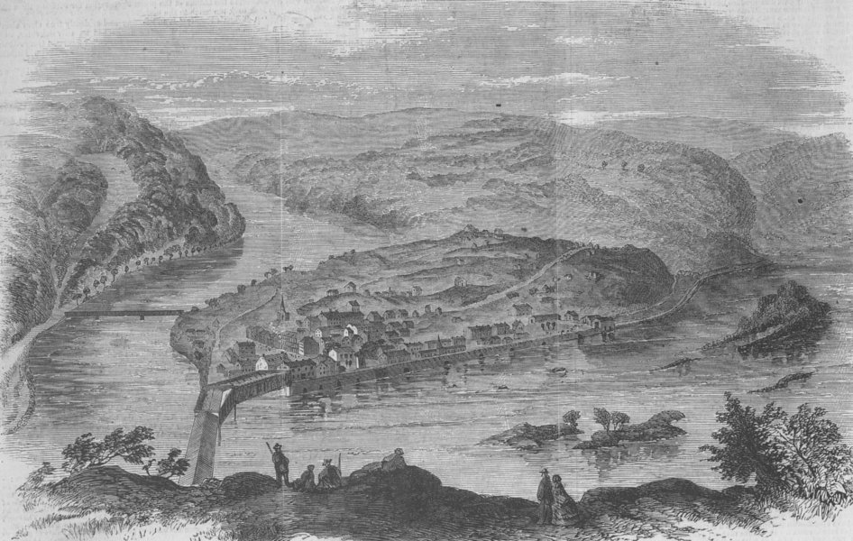 WEST VIRGINIA. Harper's Ferry , antique print, 1859