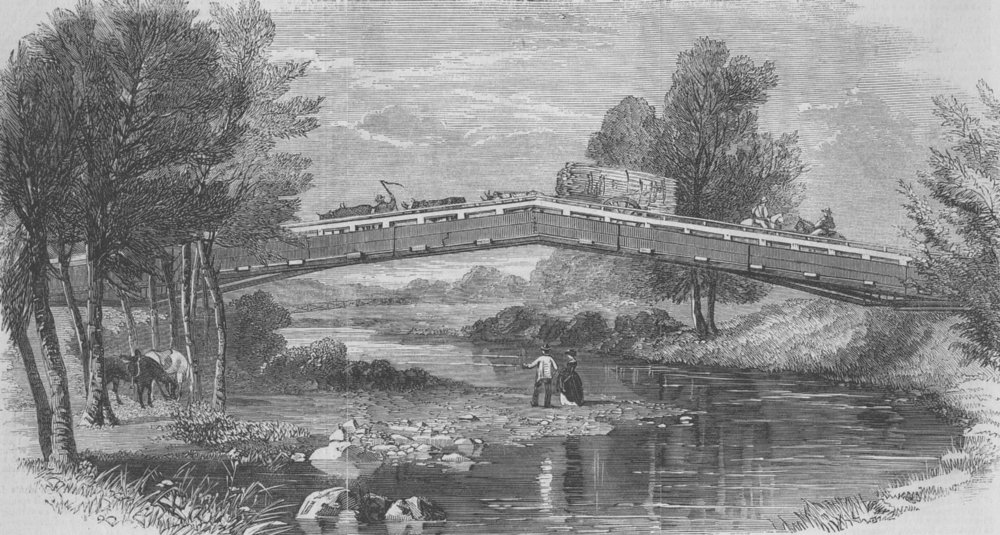 AUSTRALIA. Eglinton bridge, Macquarie River, Bathurst, antique print, 1859