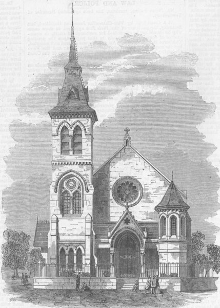 Associate Product SWITZERLAND. New church, Genthod , antique print, 1869