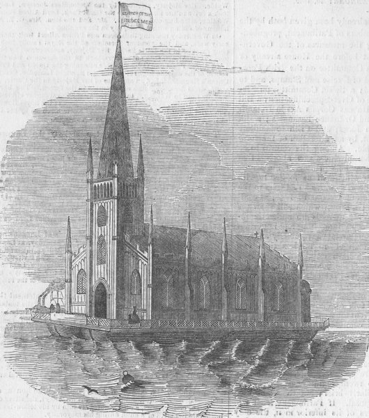 Associate Product PENNSYLVANIA. Floating church for Philadelphia, antique print, 1849