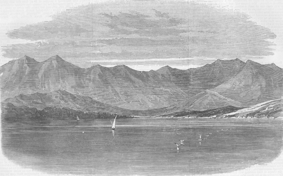 Associate Product MONTENEGRO. Kotor Bay, from Porto Nuovo, antique print, 1869