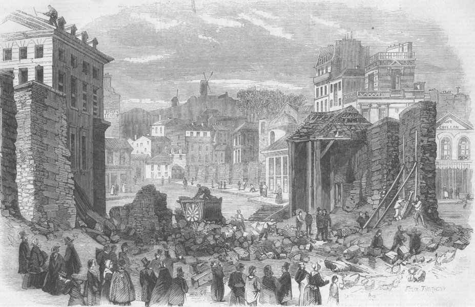 Associate Product FRANCE. Demolishing Paris Wall-Barrier De Clichy, antique print, 1860