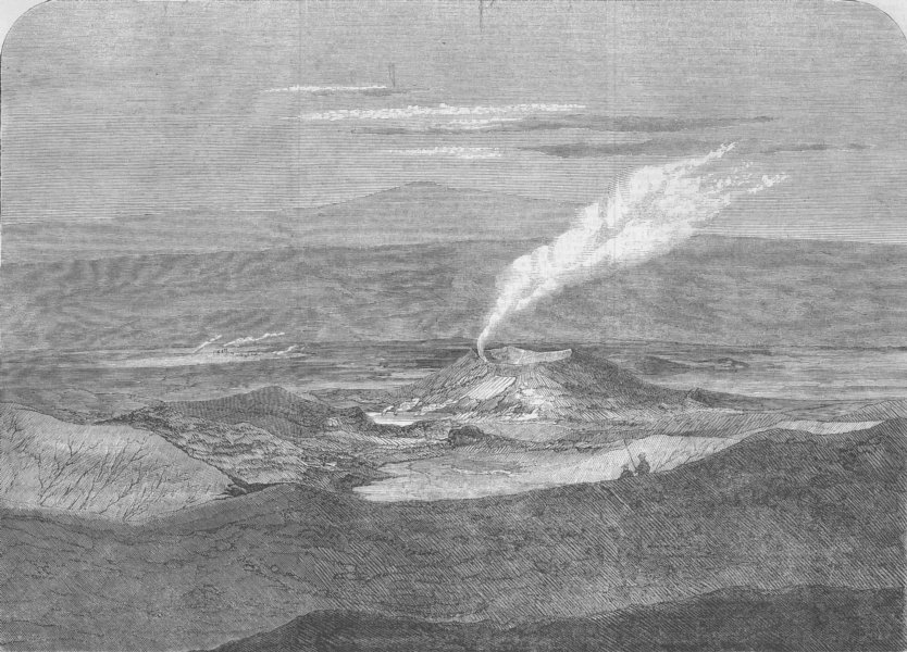 PHILIPPINES. Taal Volcano, Luzon, antique print, 1860