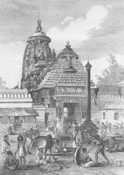 INDIA. Jagganath. temple, antique print, 1857