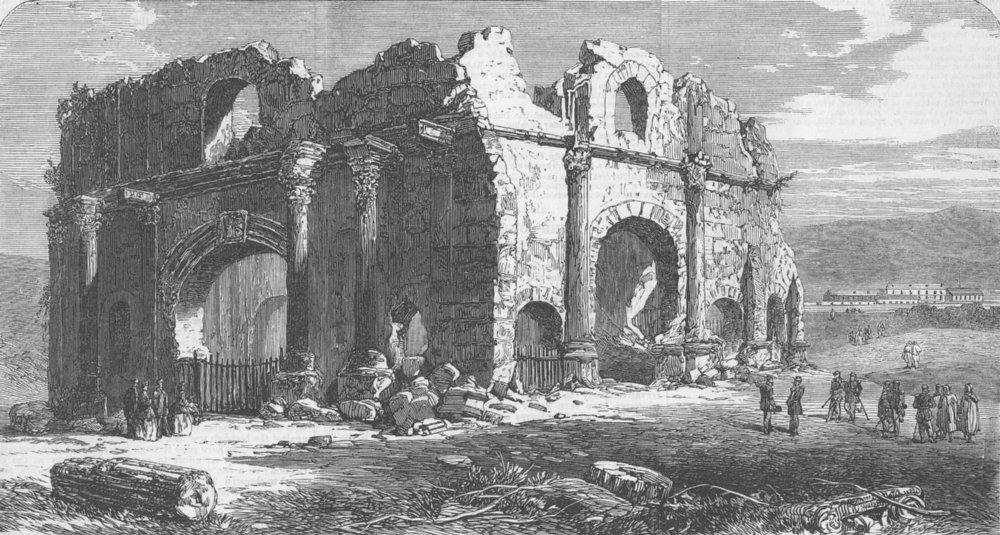 ALGERIA. Napoleon visiting Roman ruins of Lambessa, antique print, 1865