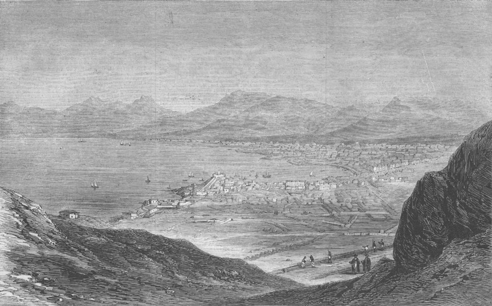 Associate Product ITALY. Palermo, from Mount Pellegrino, antique print, 1860