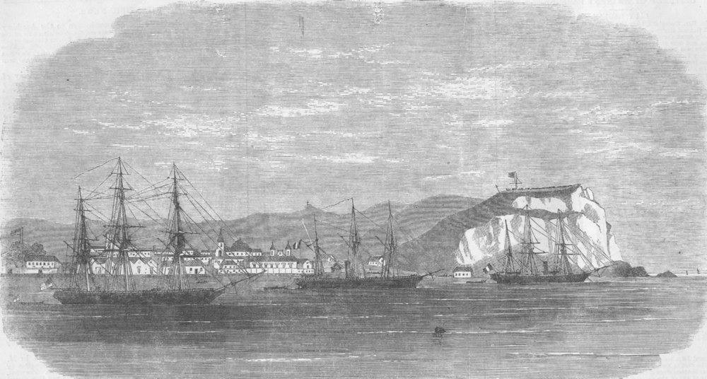 PERU. View of Arica, Peru, antique print, 1865