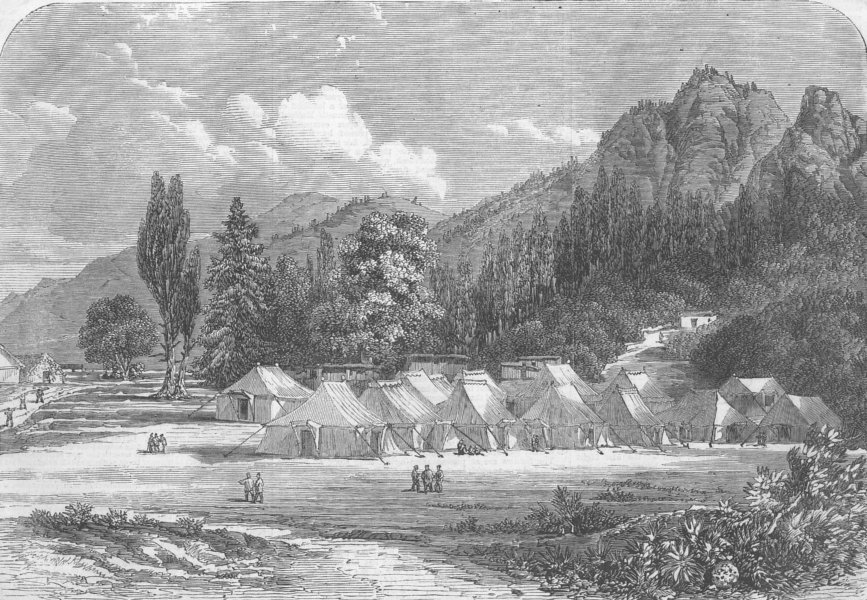 Associate Product PAKISTAN. European camp, Murree Hills, antique print, 1863