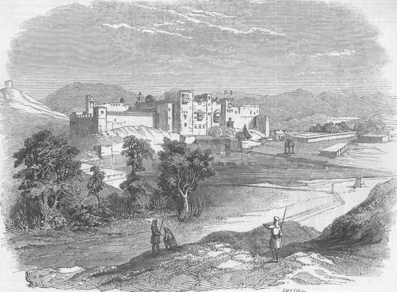 Associate Product PAKISTAN. Punjab. Palace of Bisuli Rajah & Himalayas, antique print, 1846