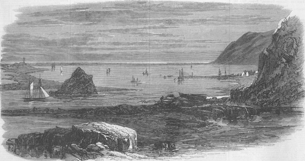 NEW ZEALAND. Natural breakwater & harbour, Nelson , antique print, 1868