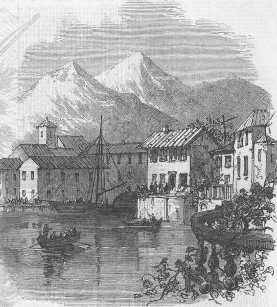 Associate Product ITALY. HQ of Garibaldi, Salo, Lake Garda, antique print, 1866