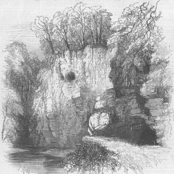 JEDBURGH. Caves of -Hiding Place Covenanters, antique print, 1861