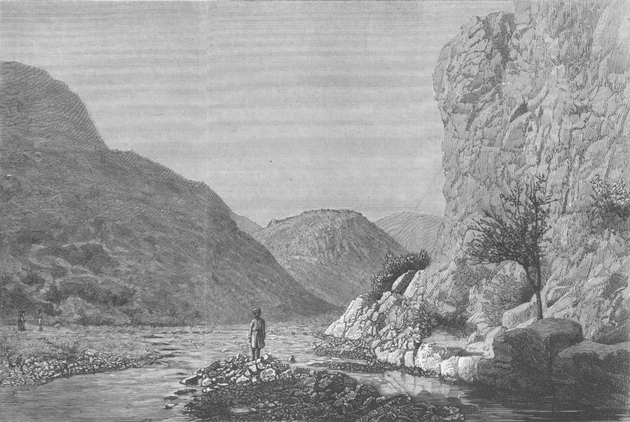 Associate Product PAKISTAN. Mountain Gorge below Ali Masjid, antique print, 1879