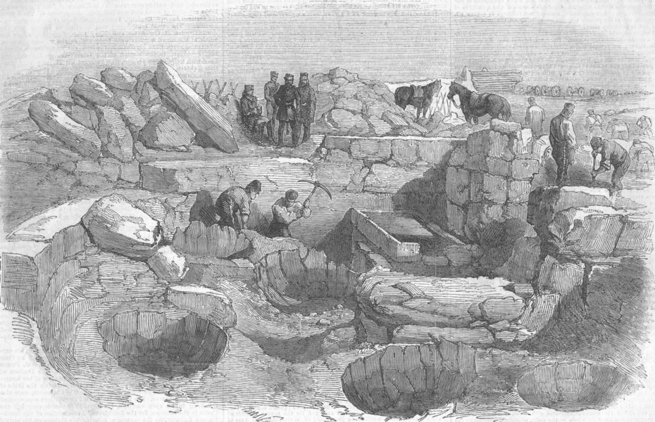Associate Product SEVASTOPOL. Remains of building discovered HQ , antique print, 1855