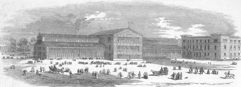 Associate Product POLAND. Silesian Industrial Expo Building, Wrocław, antique print, 1852