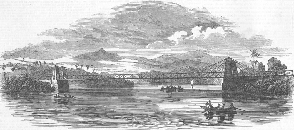 Associate Product JAMAICA. Iron bridge across Martha Brae, Falmouth , antique print, 1851