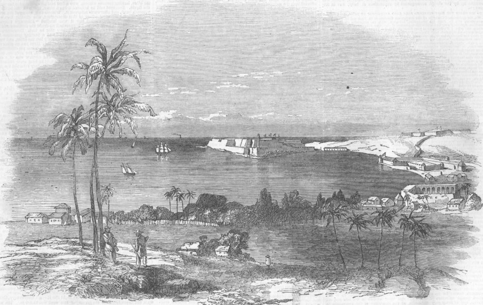 CUBA. Havana, from Fuerte del Principe, antique print, 1851