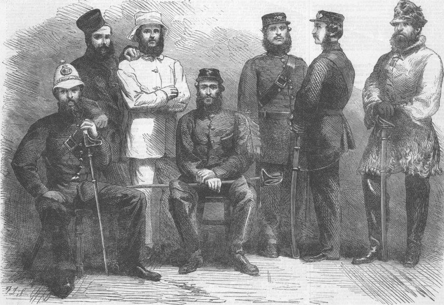 Associate Product CHINA. Police guard of British Legation, Beijing, antique print, 1864